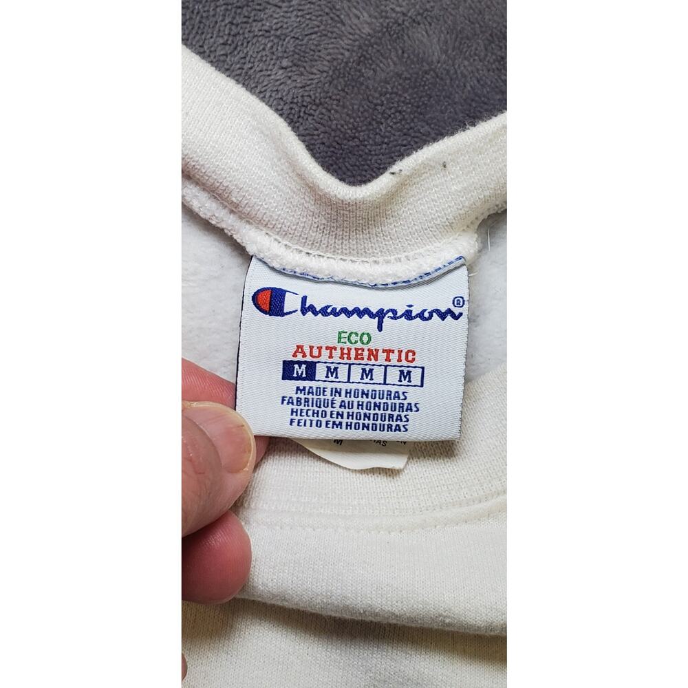 Champion Sz M Looney Tunes Hip Hop Bugs Bunny Taz Crewneck Sweatshirt White C35 - Picture 5 of 8